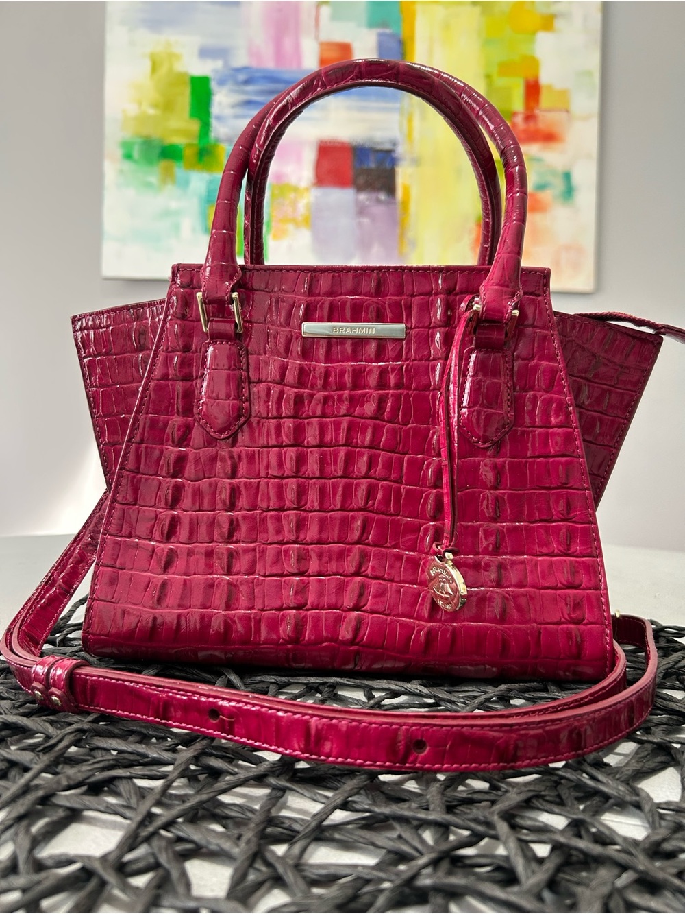 Brahmin La Scala Mini Priscilla Satchel Fuchsia Pink